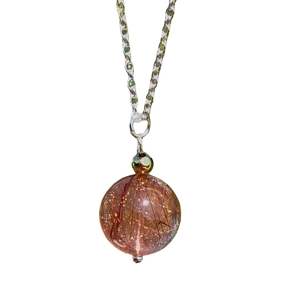 Elegant Golden Rutilated Quartz Pendant Necklace!